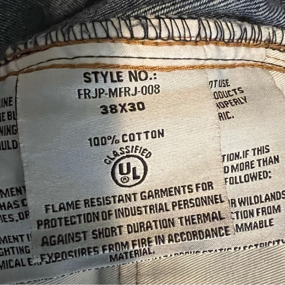SOLD Men's Forge FR Flame Resistant Work Jeans Dark Wash Bootcut Size 38X30 - Picture 5 of 7